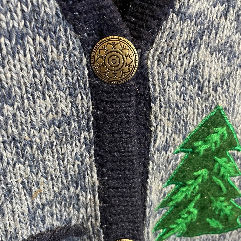 Vintage Bobbie Brooks Christmas Sweater Vest Blue Ice Skating Novelty Knit L - Picture 4 of 7